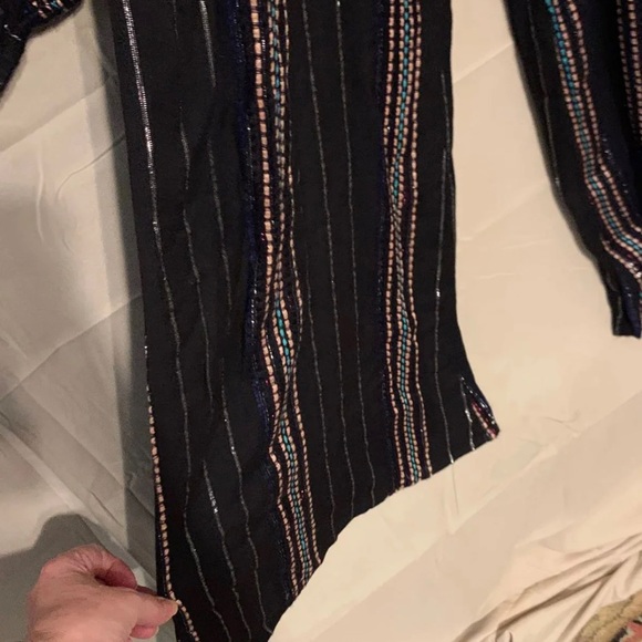 $$$$$$OLD M Elan Black Multicolor Viscose Striped High Waist Wide Leg Pants Tank - Picture 5 of 13